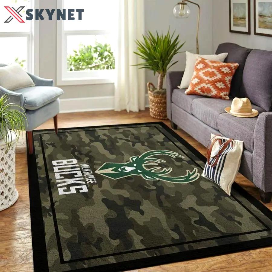 Nba milwaukee bucks basketball area rug living room rug home decor 0111192 Rectangle Rug