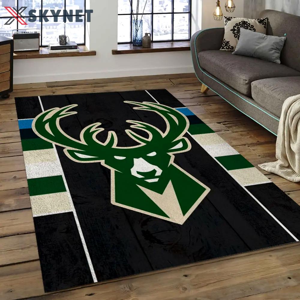 Nba milwaukee bucks basketball legend team logo rectangle area mbs15 Rectangle Rug