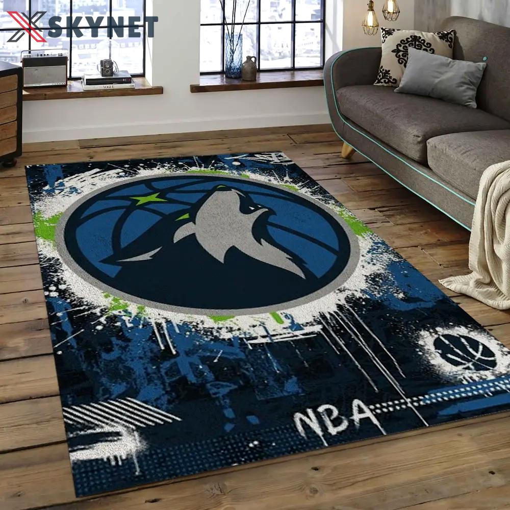 Nba minnesota timberwolves basketball legend team logo rectangle area mt32 Rectangle Rug