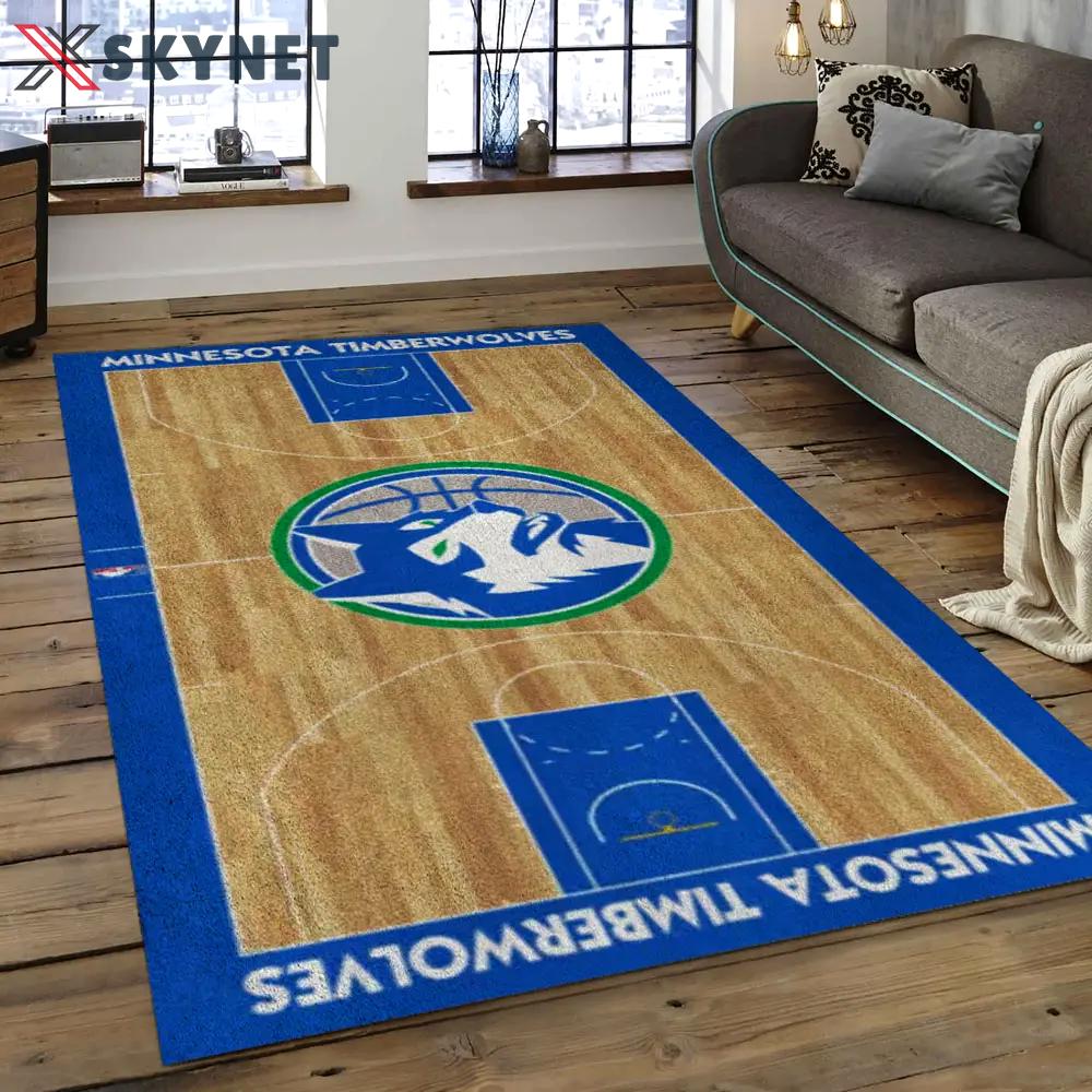 Nba minnesota timberwolves basketball legend team logo rectangle area mt33 Rectangle Rug