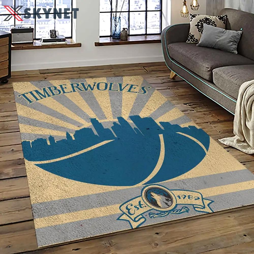 Nba minnesota timberwolves basketball team logo sport carpet area rug home decor best gift for friends mt51 Rectangle Rug