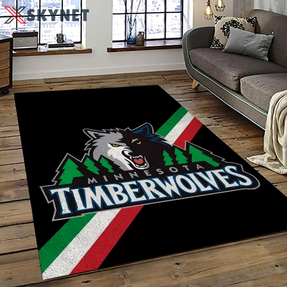 Nba minnesota timberwolves basketball team logo sport carpet area rug home decor best gift for friends mt72 Rectangle Rug