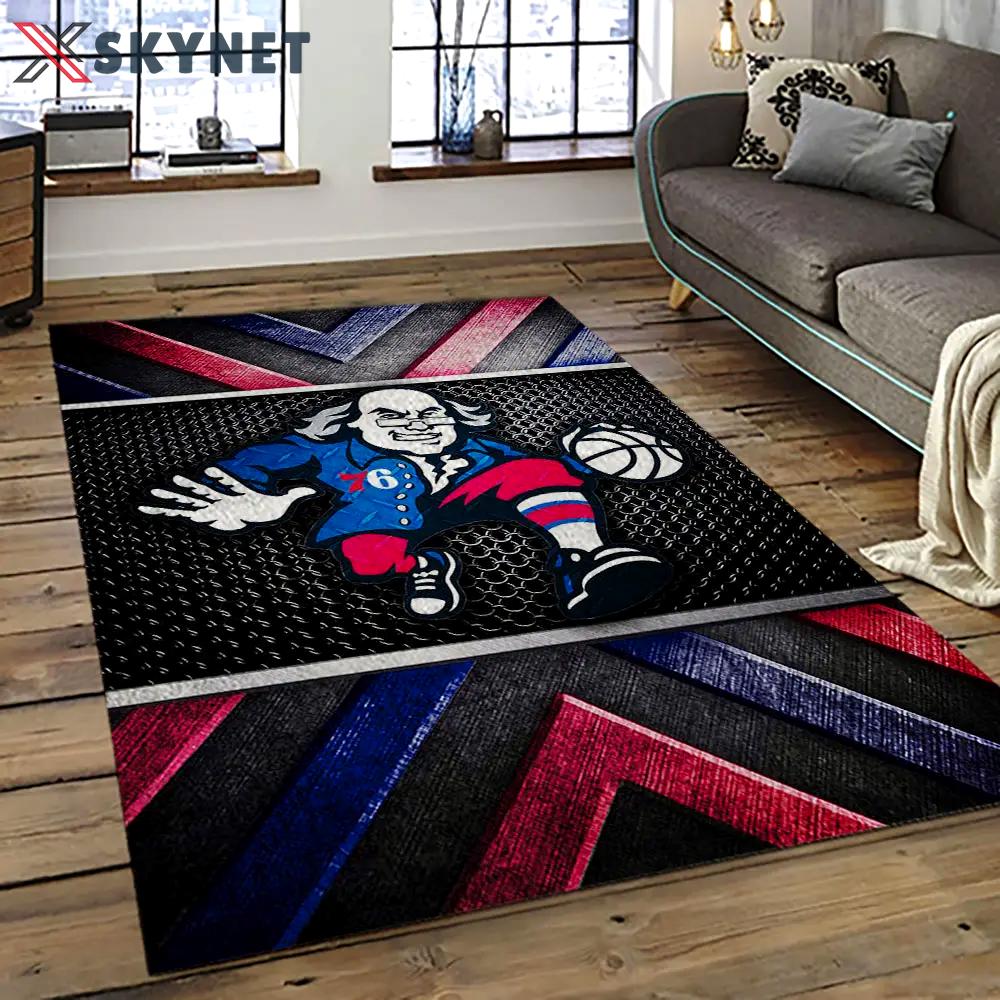 Nba philadelphia 76ers basketball team logo sport carpet area rug home decor best gift for friends p7670 Rectangle Rug