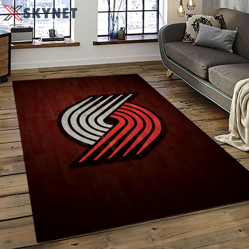 Nba portland trail blazers basketball team logo sport carpet rectangle area rug for living room ptb17 Rectangle Rug