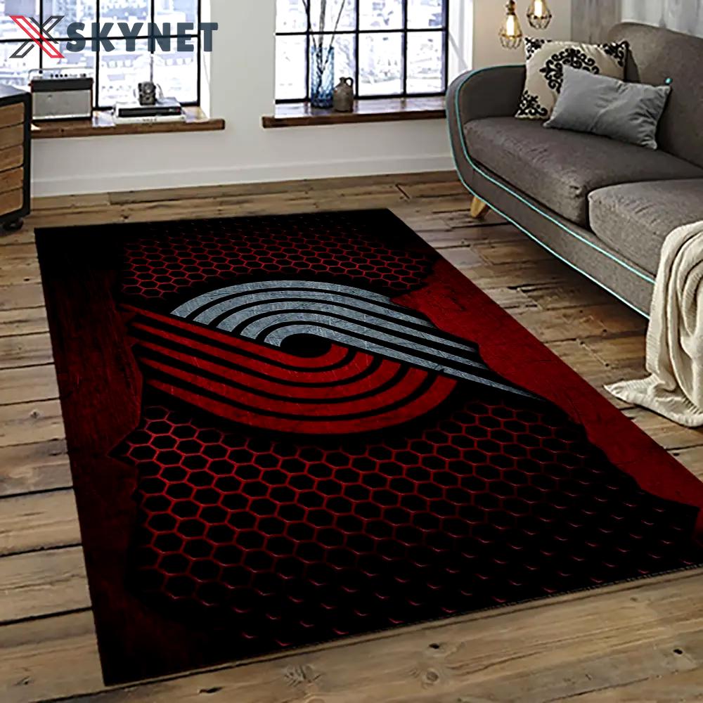Nba portland trail blazers basketball team logo sport carpet rectangle area rug for living room ptb29 Rectangle Rug