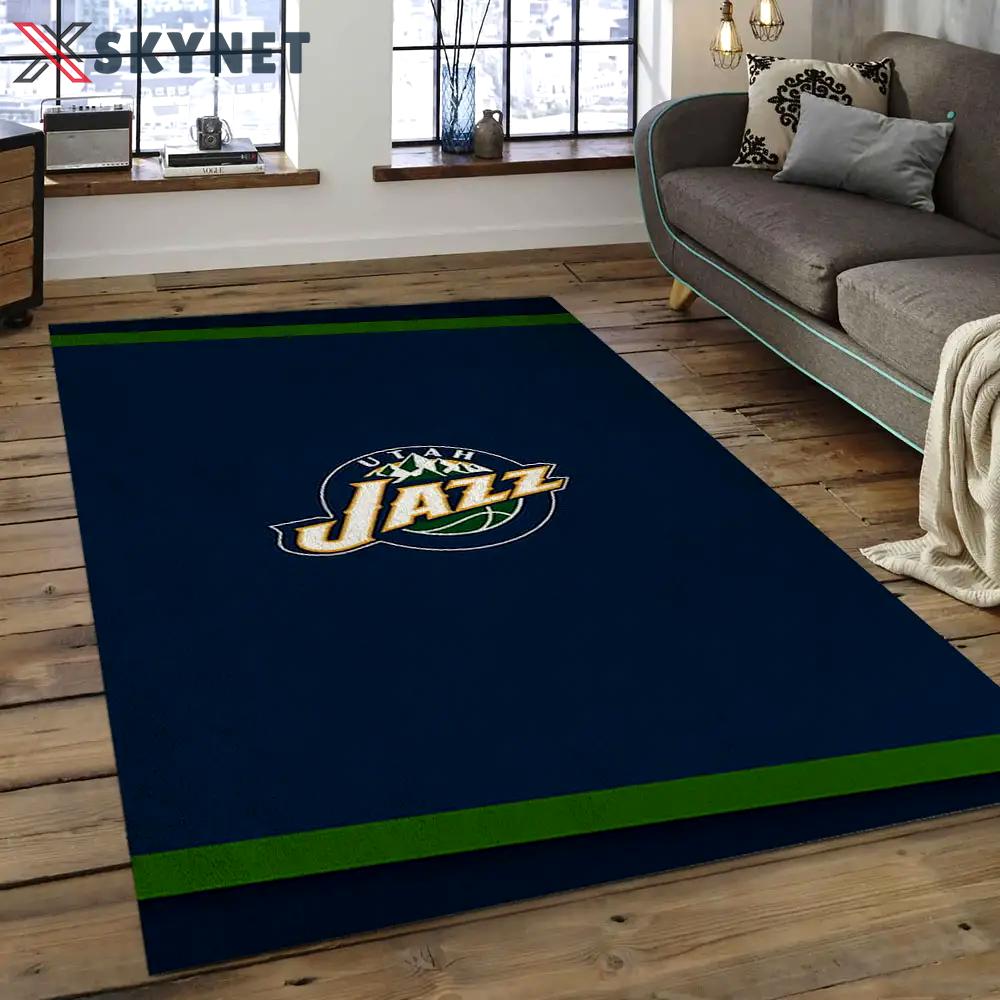 Nba utah jazz basketball legend team logo rectangle area uj07 Rectangle Rug