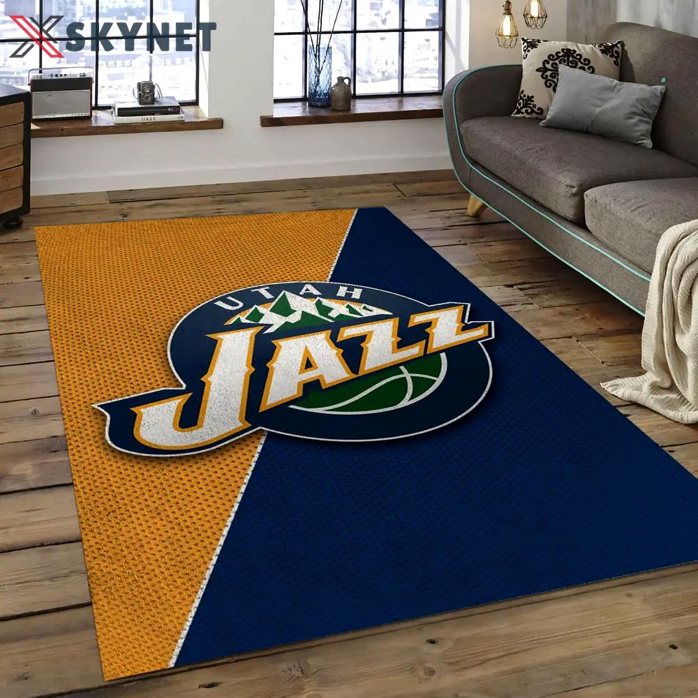 Nba utah jazz basketball legend team logo rectangle area uj20 Rectangle Rug