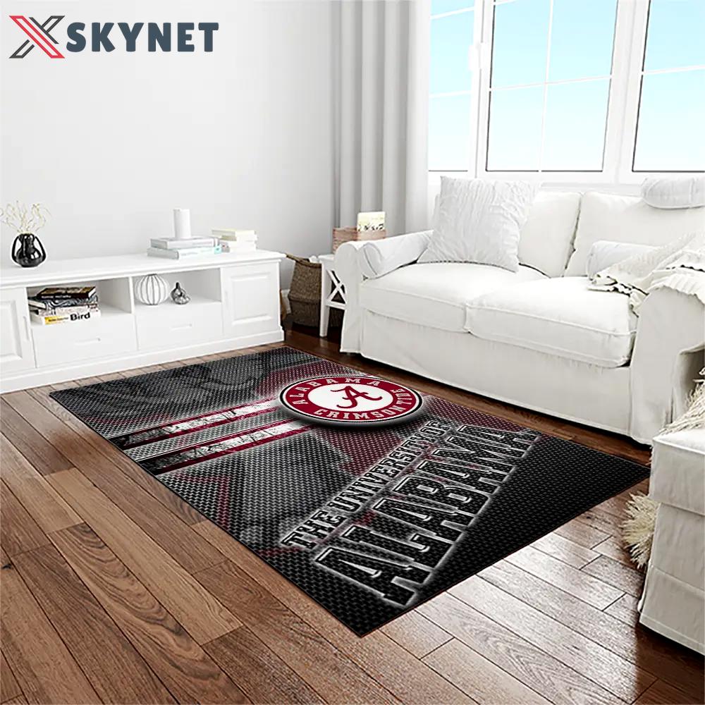 Ncaa alabama crimson tide college sport basketball and foolball team logo rectangle area rug act01 Rectangle Rug