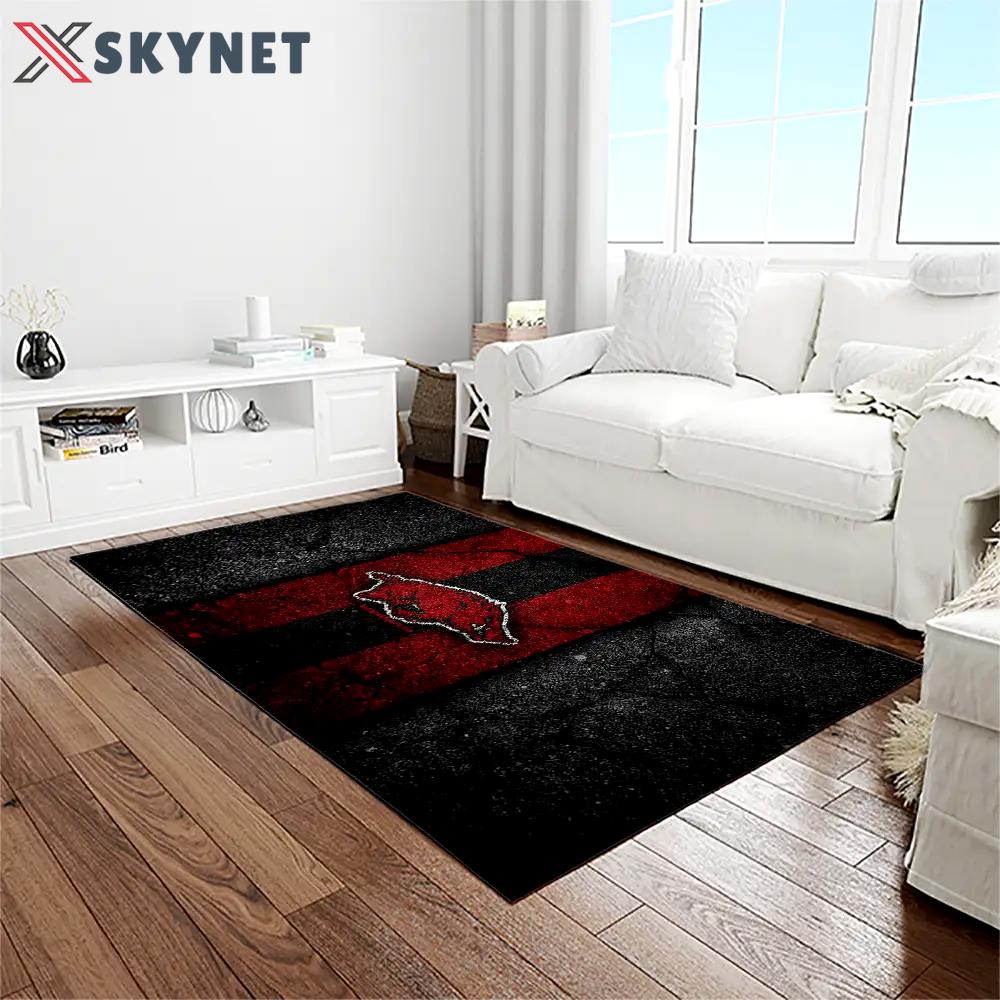 Ncaa arkansas razorbacks college sport basketball and foolball team logo rectangle area rug ar02 Rectangle Rug