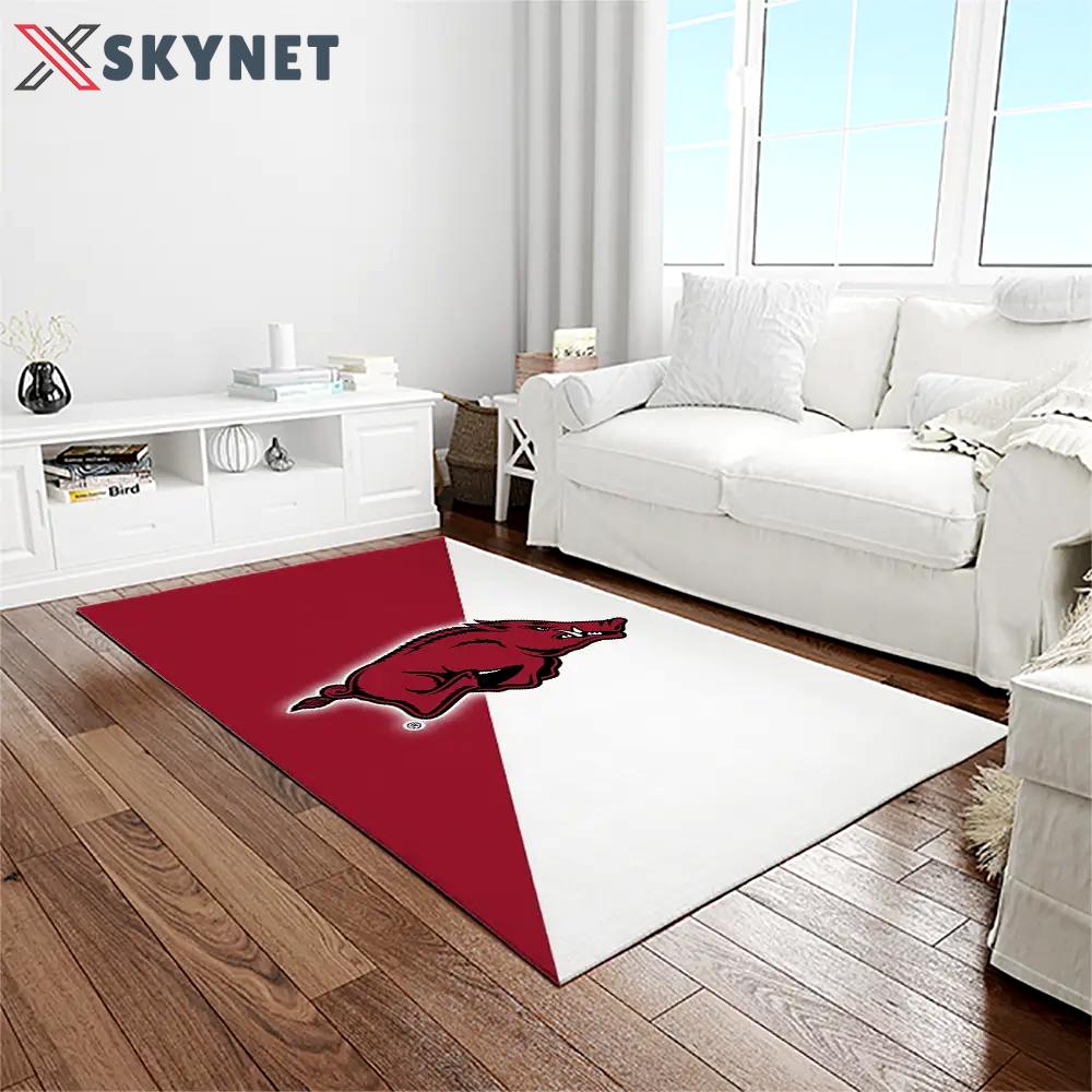 Ncaa arkansas razorbacks college sport basketball and foolball team logo rectangle area rug ar33 Rectangle Rug