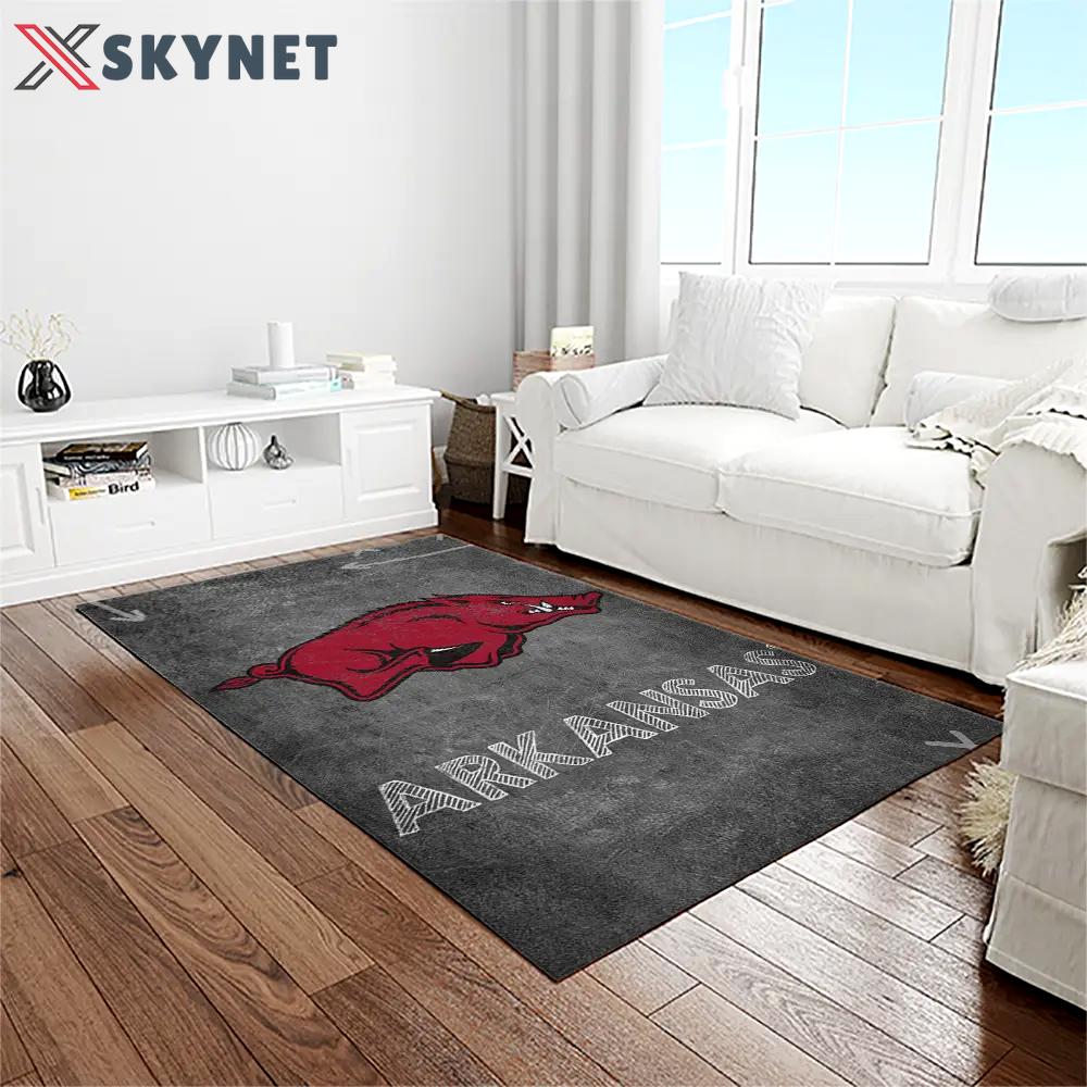 Ncaa arkansas razorbacks college sport basketball and foolball team logo rectangle area rug ar41 Rectangle Rug