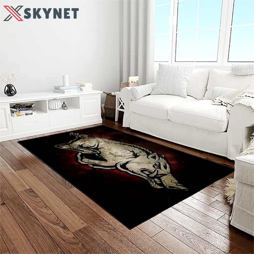 Ncaa arkansas razorbacks college sport basketball and foolball team logo rectangle area rug ar47 Rectangle Rug