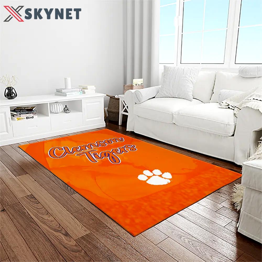 Ncaa clemson tigers college sport basketball and foolball team logo rectangle area rug ct03 Rectangle Rug