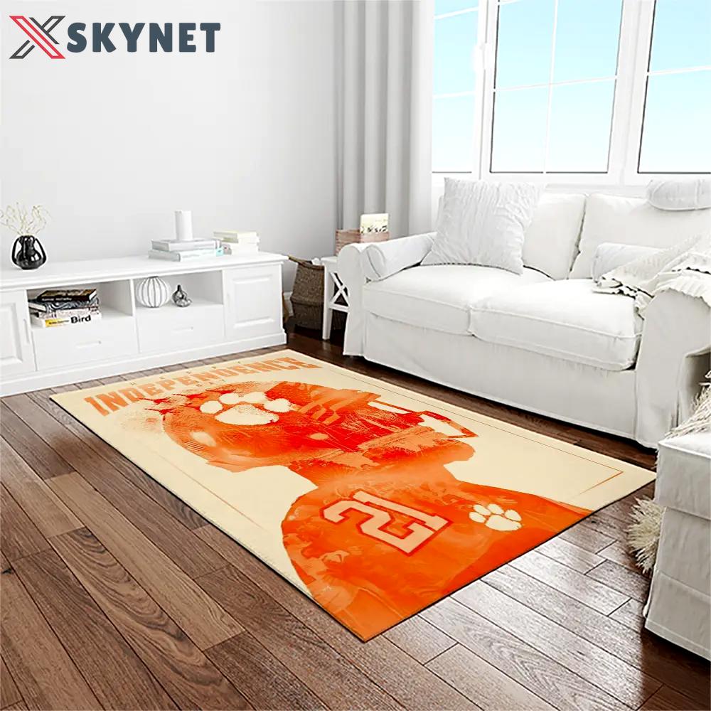 Ncaa clemson tigers college sport basketball and foolball team logo rectangle area rug ct05 Rectangle Rug