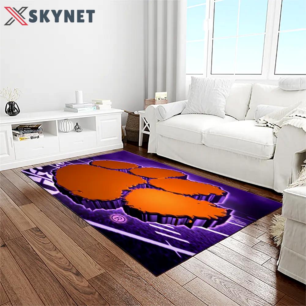 Ncaa clemson tigers college sport basketball and foolball team logo rectangle area rug ct10 Rectangle Rug