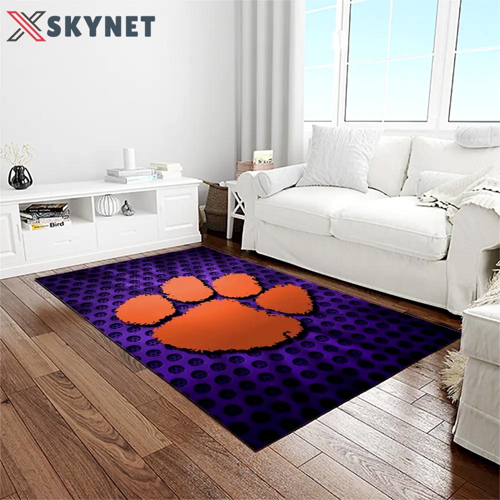 Ncaa clemson tigers college sport basketball and foolball team logo rectangle area rug ct11 Rectangle Rug