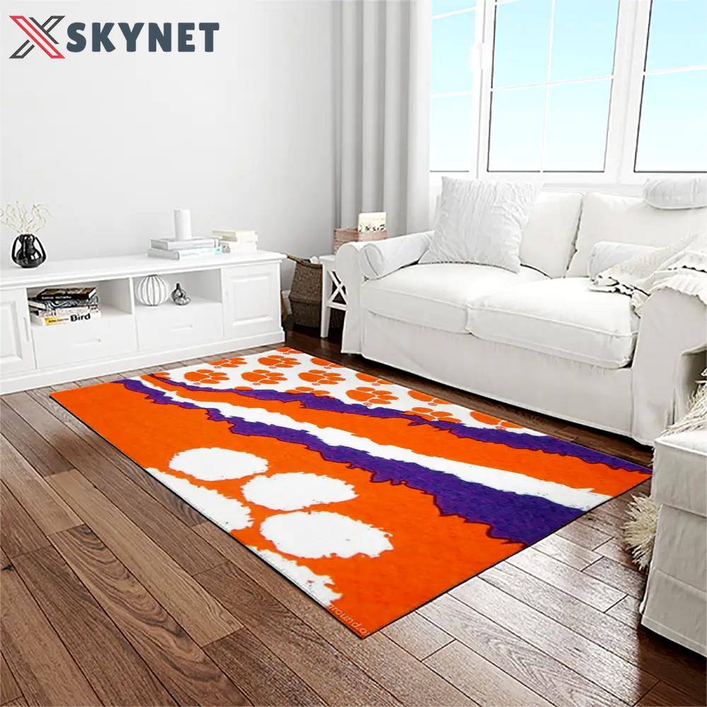 Ncaa clemson tigers college sport basketball and foolball team logo rectangle area rug ct24 Rectangle Rug