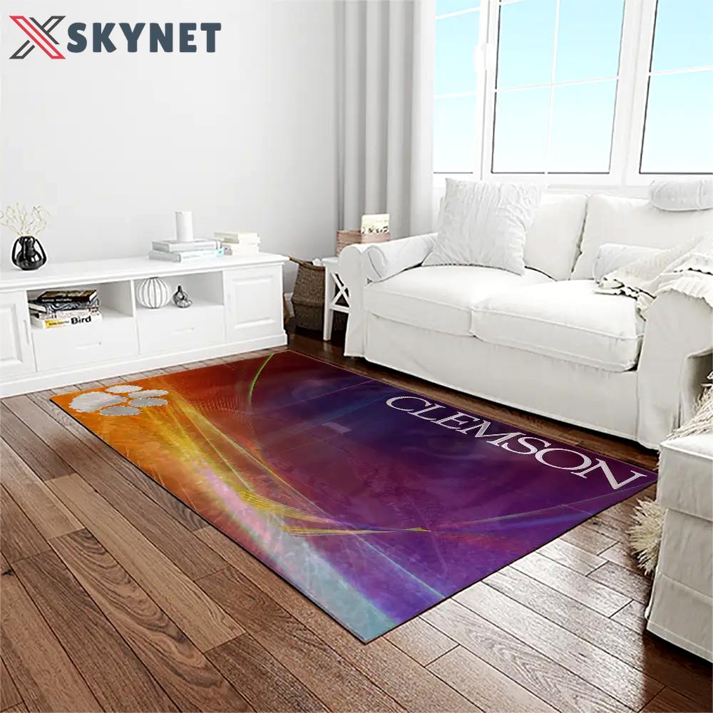 Ncaa clemson tigers college sport basketball and foolball team logo rectangle area rug ct30 Rectangle Rug