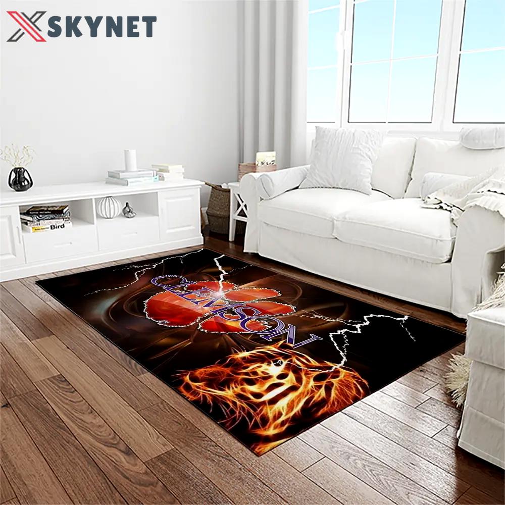 Ncaa clemson tigers college sport basketball and foolball team logo rectangle area rug ct31 Rectangle Rug