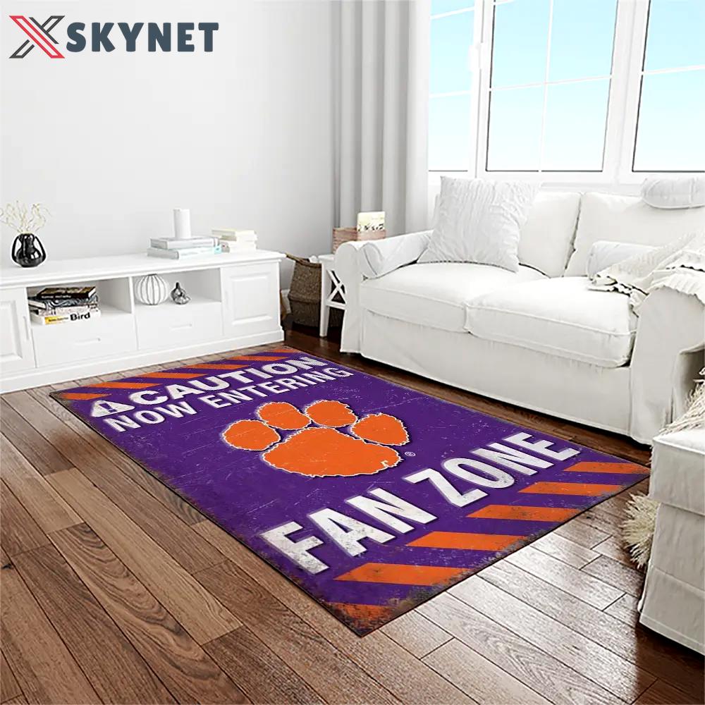 Ncaa clemson tigers college sport basketball and foolball team logo rectangle area rug ct51 Rectangle Rug