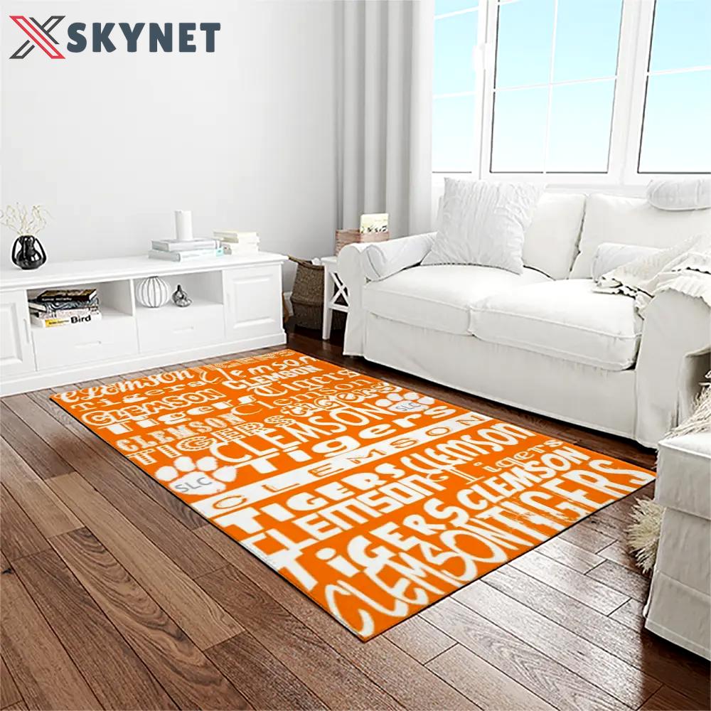 Ncaa clemson tigers college sport basketball and foolball team logo rectangle area rug ct82 Rectangle Rug