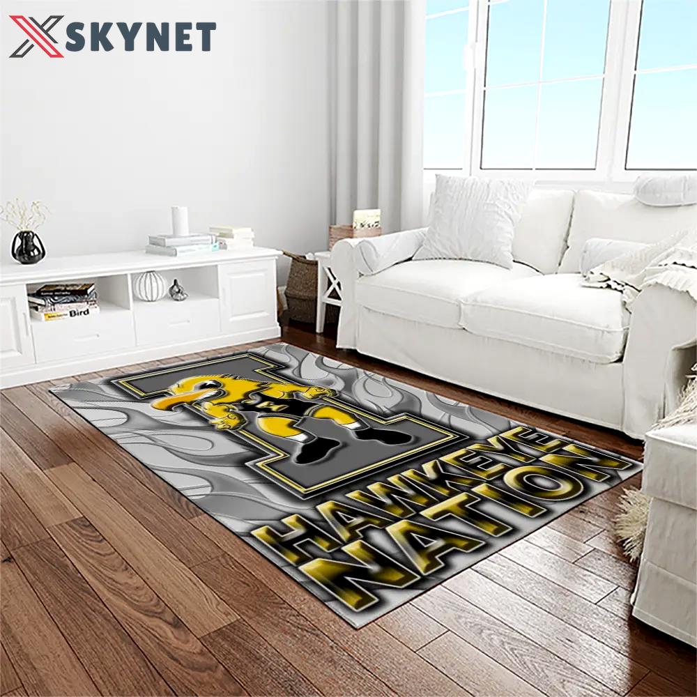 Ncaa iowa hawkeyes college sport basketball and foolball team logo rectangle area rug iwh09 Rectangle Rug