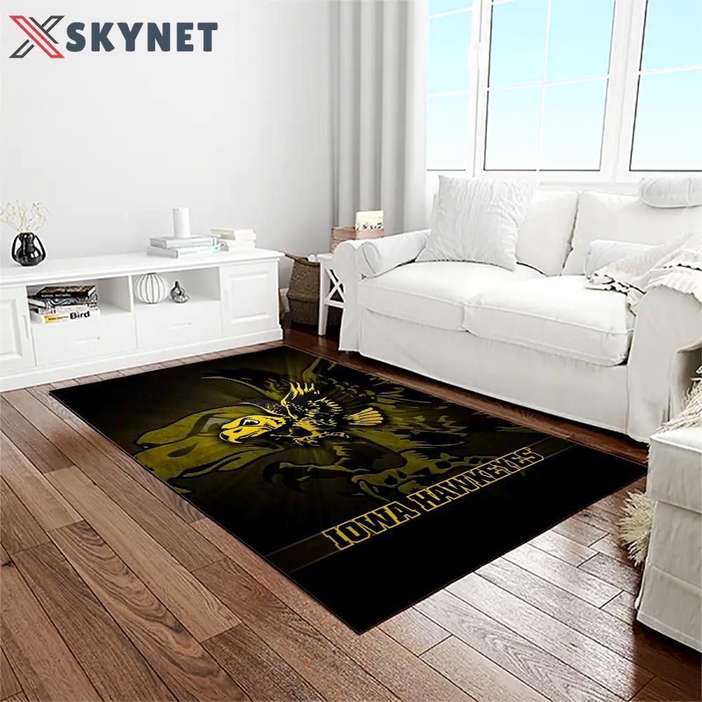 Ncaa iowa hawkeyes college sport basketball and foolball team logo rectangle area rug iwh10 Rectangle Rug
