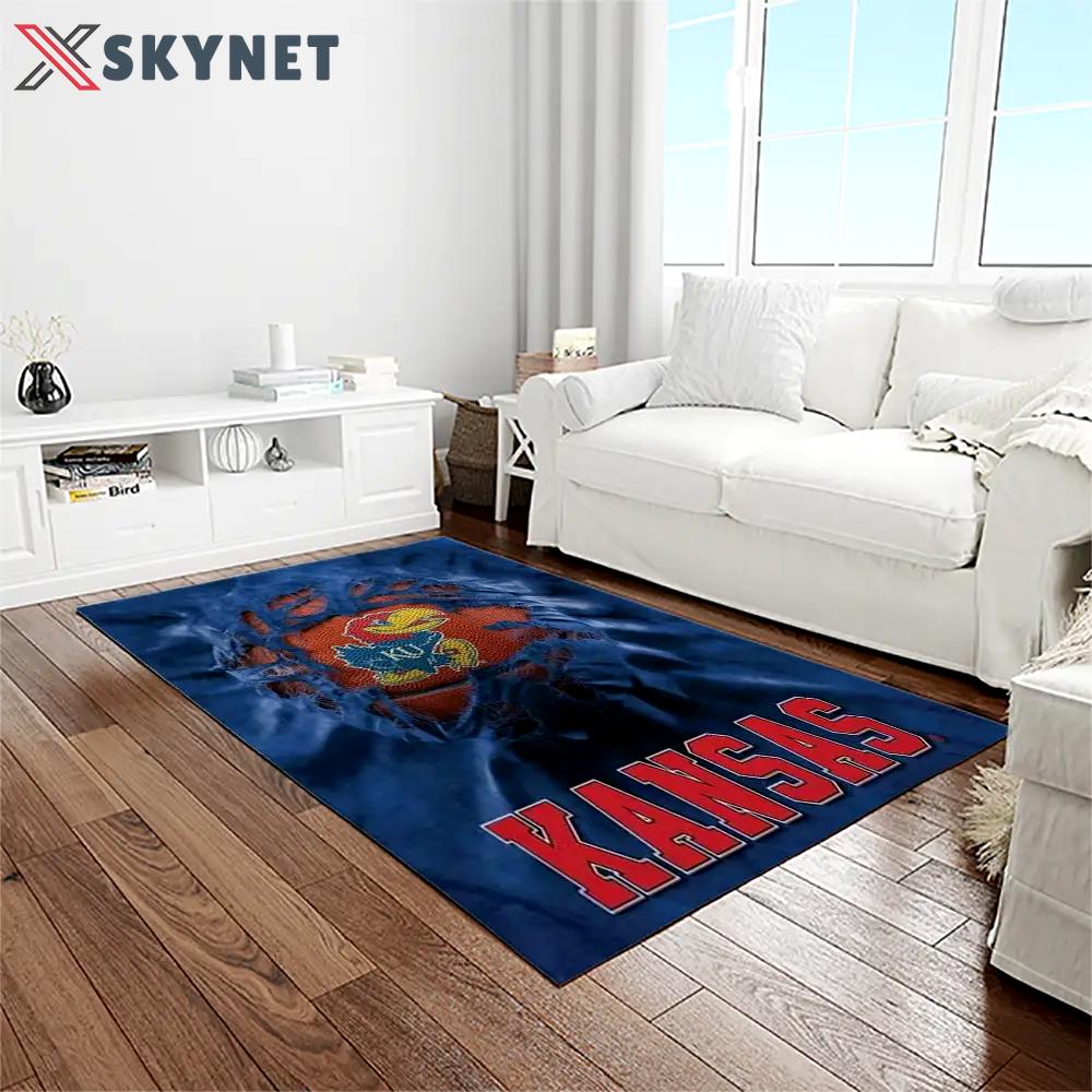 Ncaa kansas jayhawks basketball team logo rectangle area rug kj13 Rectangle Rug