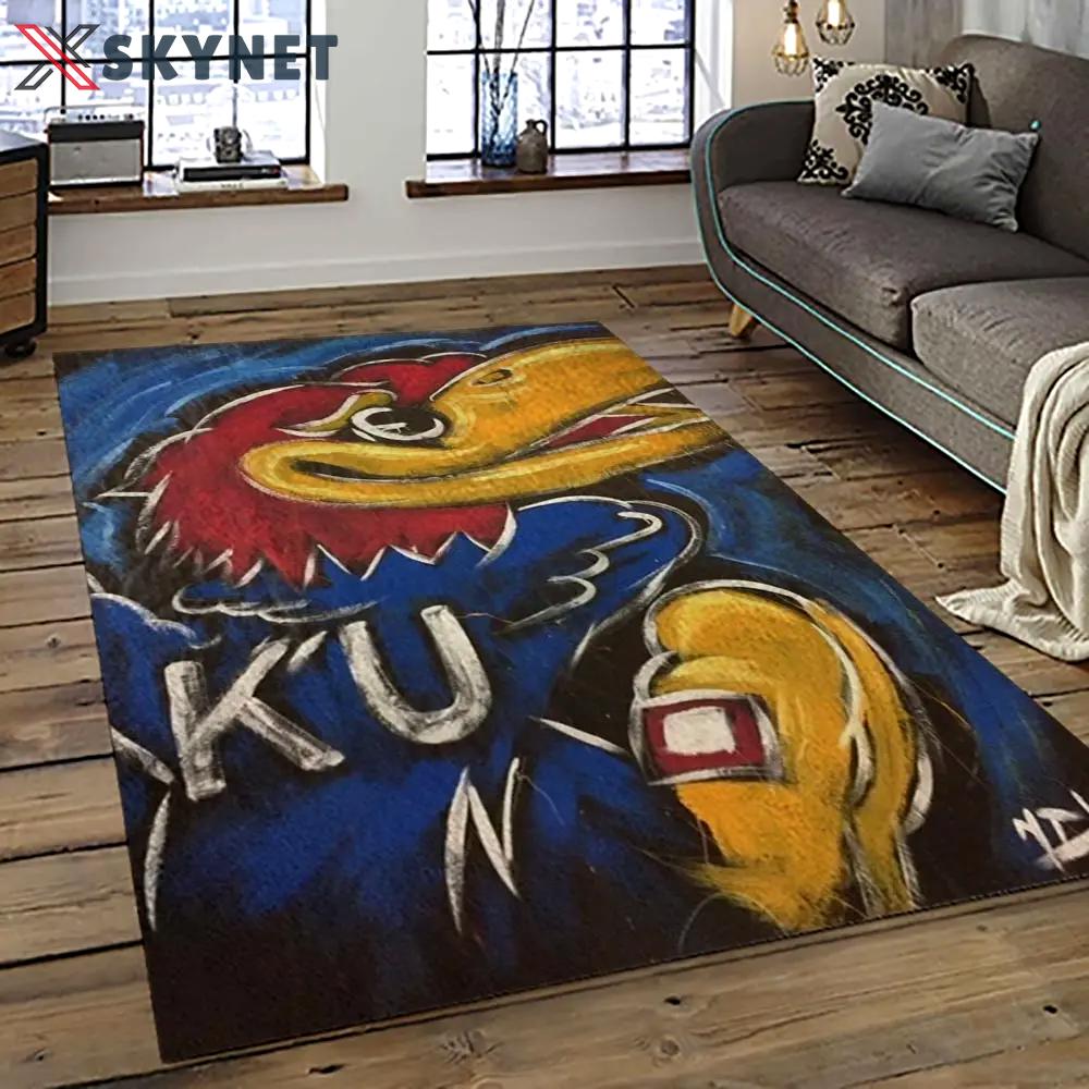 Ncaa kansas jayhawks football team logo sport carpet area rug home decor best gift for friends ksjk35 Rectangle Rug