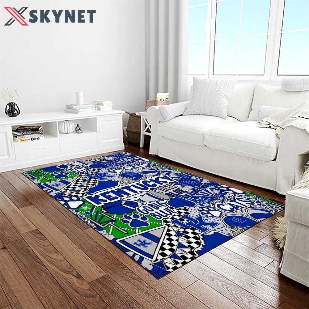 Ncaa kentucky wildcats college sport basketball and foolball team logo rectangle area rug ktw21 Rectangle Rug