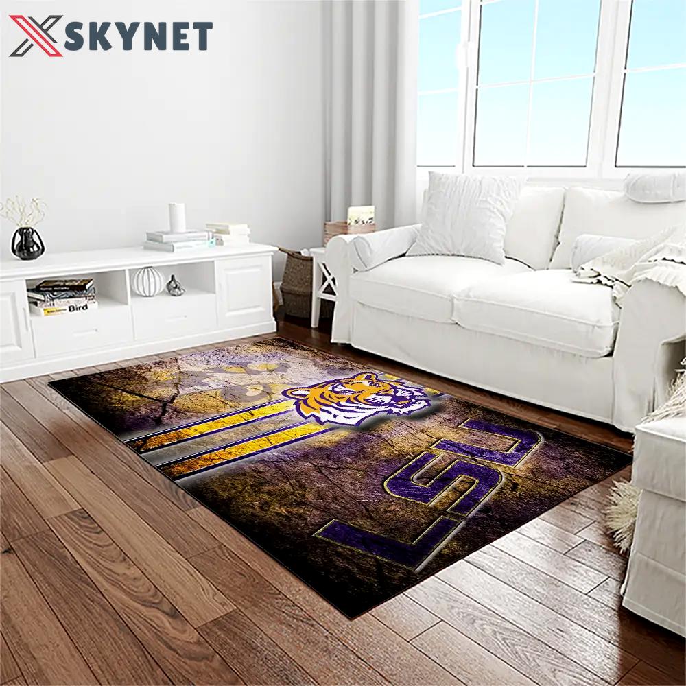 Ncaa louisiana state university college sport basketball and foolball team logo rectangle area rug lsu11 Rectangle Rug