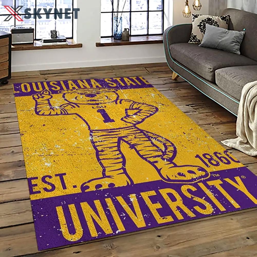Ncaa lsu tigers basketball team logo sport carpet area rug home decor best gift for friends lsu15 Rectangle Rug