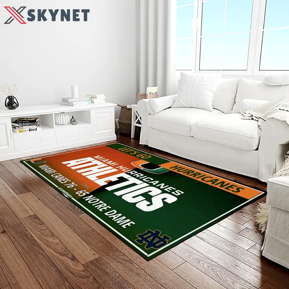 Ncaa miami hurricanes sport basketball and foolball team logo rectangle area rug mh03 Rectangle Rug