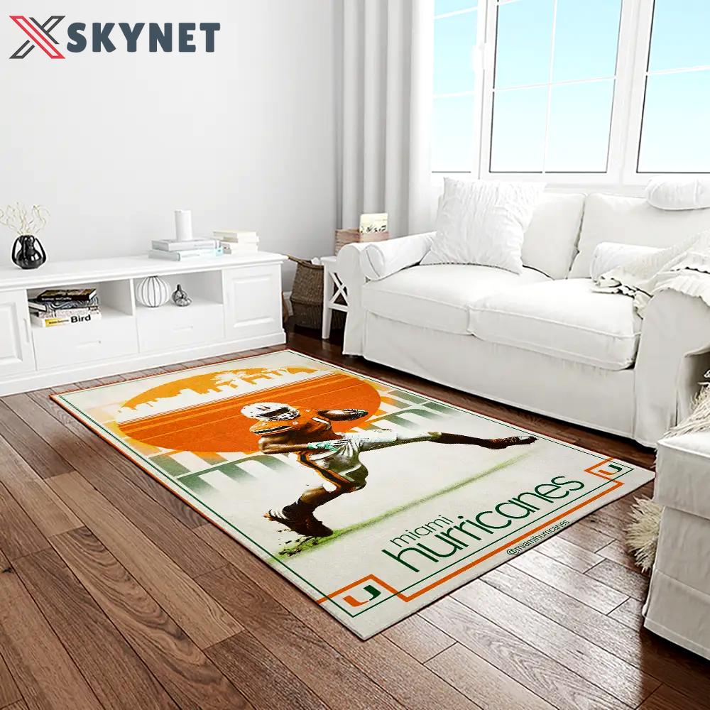 Ncaa miami hurricanes sport basketball and foolball team logo rectangle area rug mh08 Rectangle Rug