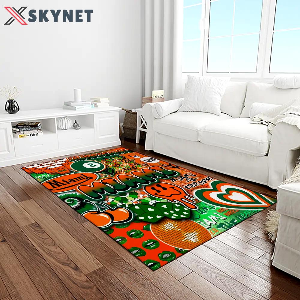 Ncaa miami hurricanes sport basketball and foolball team logo rectangle area rug mh25 Rectangle Rug