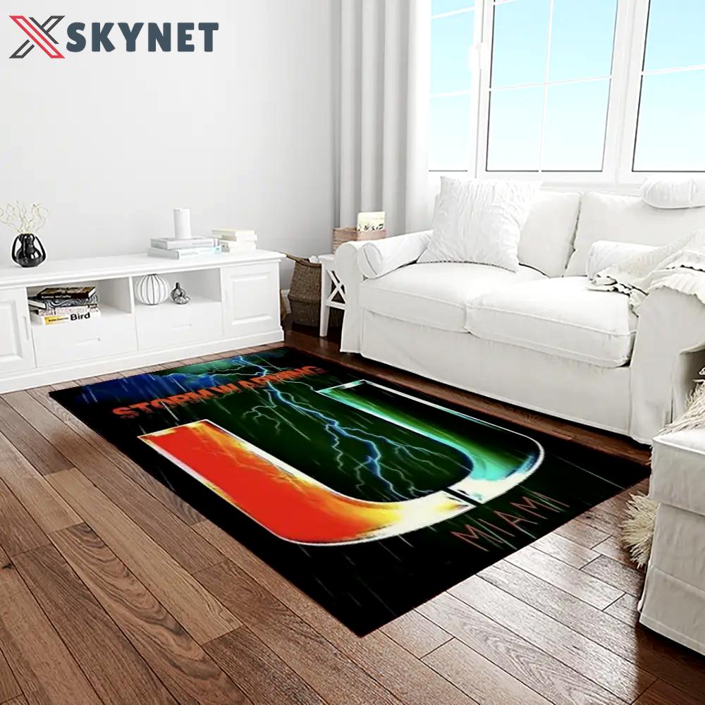 Ncaa miami hurricanes sport basketball and foolball team logo rectangle area rug mh34 Rectangle Rug