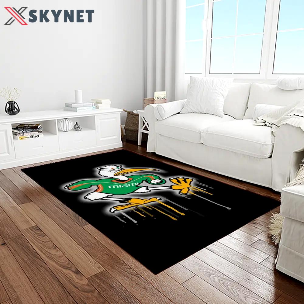 Ncaa miami hurricanes sport basketball and foolball team logo rectangle area rug mh41 Rectangle Rug