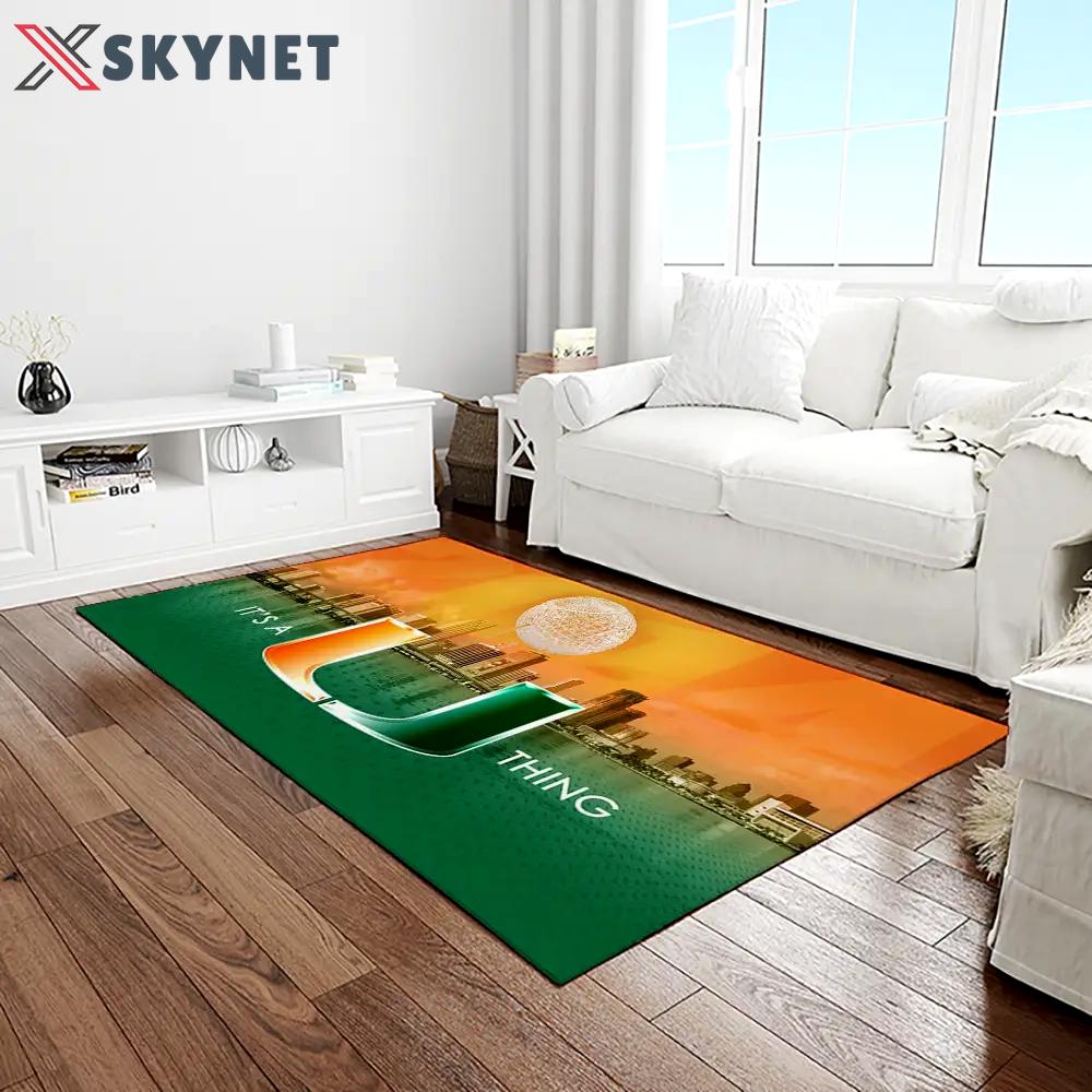 Ncaa miami hurricanes sport basketball and foolball team logo rectangle area rug mh48 Rectangle Rug