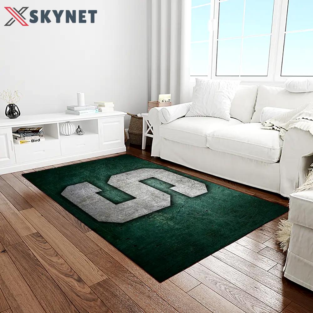 Ncaa michigan state spartans college sport basketball and foolball team logo rectangle area rug mss02 Rectangle Rug