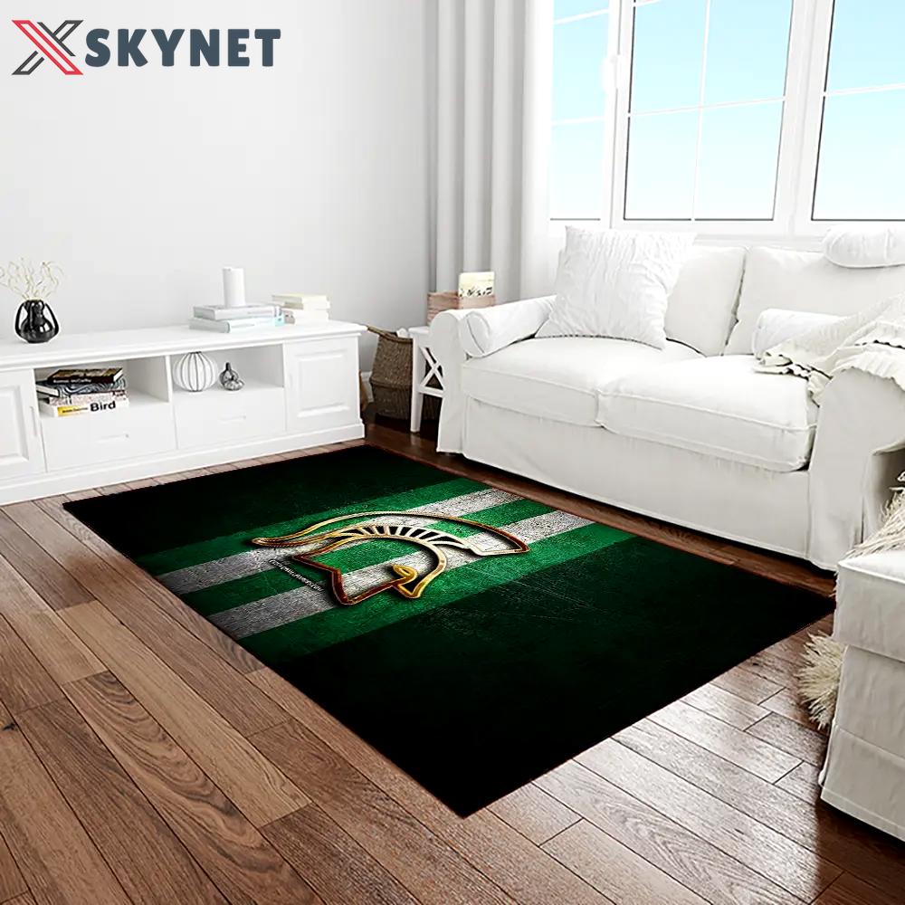 Ncaa michigan state spartans college sport basketball and foolball team logo rectangle area rug mss04 Rectangle Rug
