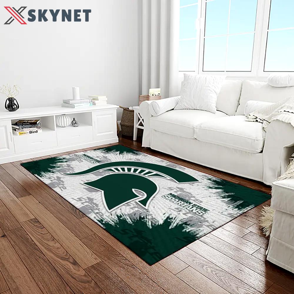 Ncaa michigan state spartans college sport basketball and foolball team logo rectangle area rug mss18 Rectangle Rug