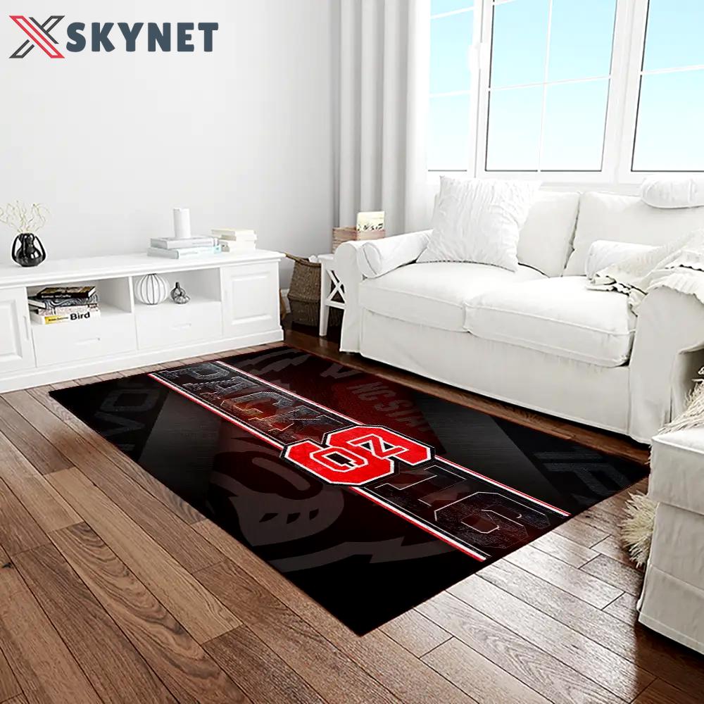 Ncaa nc state wolfpack sport basketball and foolball team logo rectangle area rug ncsw16 Rectangle Rug