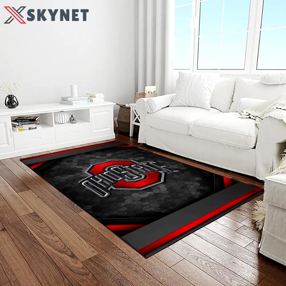 Ncaa ohio state buckeyes college sport basketball and foolball team logo rectangle area rug osb46 Rectangle Rug