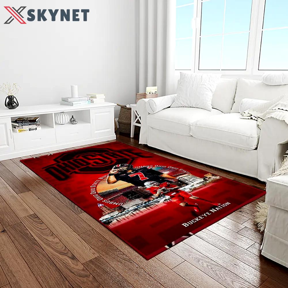 Ncaa ohio state buckeyes college sport basketball and foolball team logo rectangle area rug osb56 Rectangle Rug