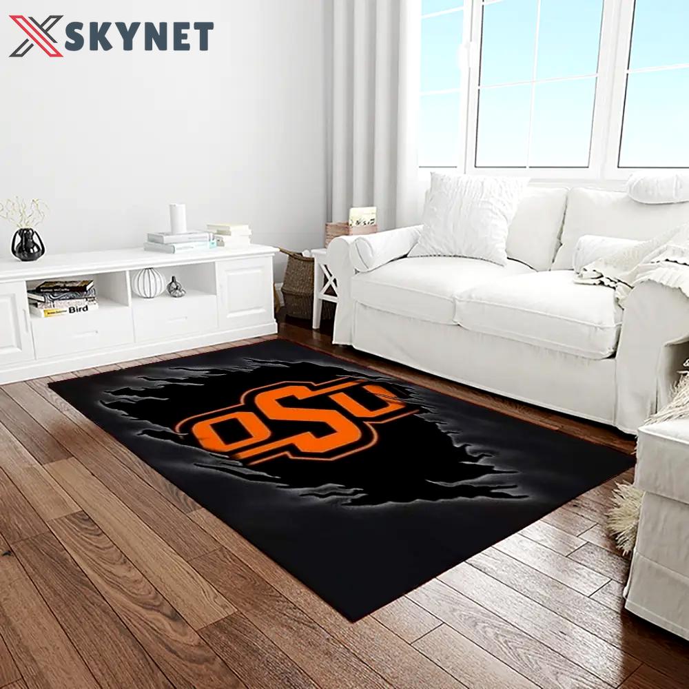 Ncaa oklahoma state cowboys sport basketball and foolball team logo rectangle area rug osc51 Rectangle Rug