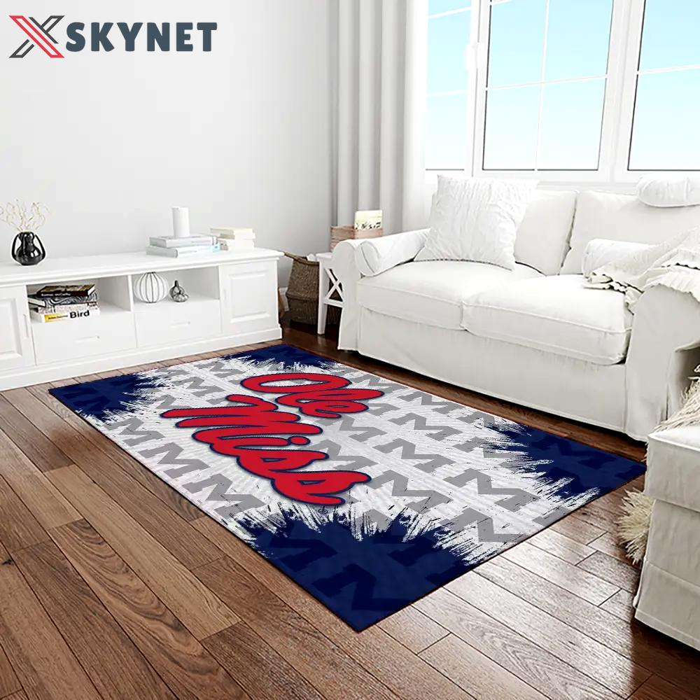 Ncaa ole miss rebels sport basketball and foolball team logo rectangle area rug omr23 Rectangle Rug