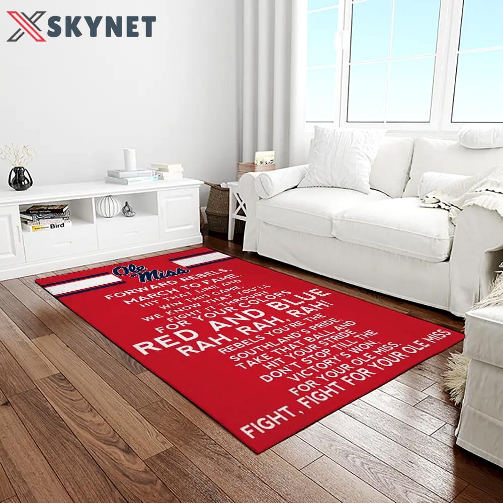 Ncaa ole miss rebels sport basketball and foolball team logo rectangle area rug omr30 Rectangle Rug