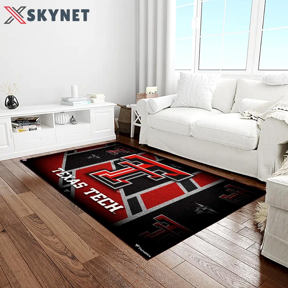 Ncaa texas tech red raiders sport basketball and foolball team logo rectangle area rug ttrr31 Rectangle Rug