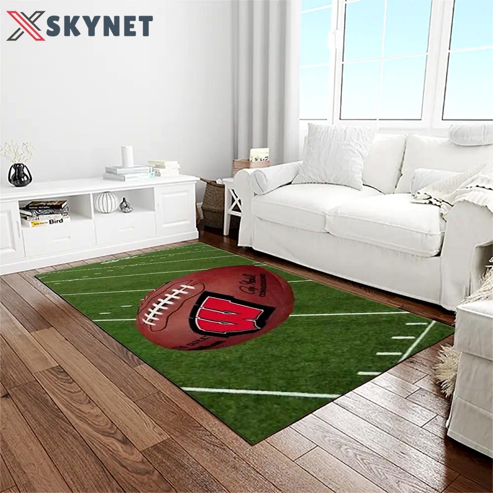 Ncaa wisconsin badgers college sport basketball and foolball team logo rectangle area rug wb09 Rectangle Rug