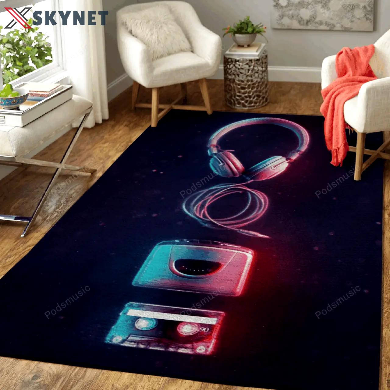 Neon music gadgets 1 neon musical instruments art for fans area rug living room carpet rug regtangle carpet floor decor home decor Rectangle Rug